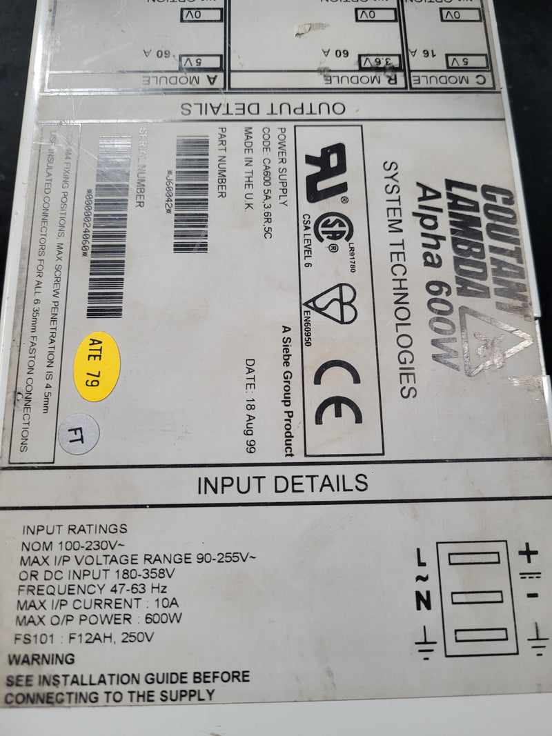 Coutant Lamda Alpha 600w used power supply.